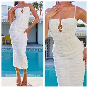 🤍Sexy White Mesh Maxi Dress